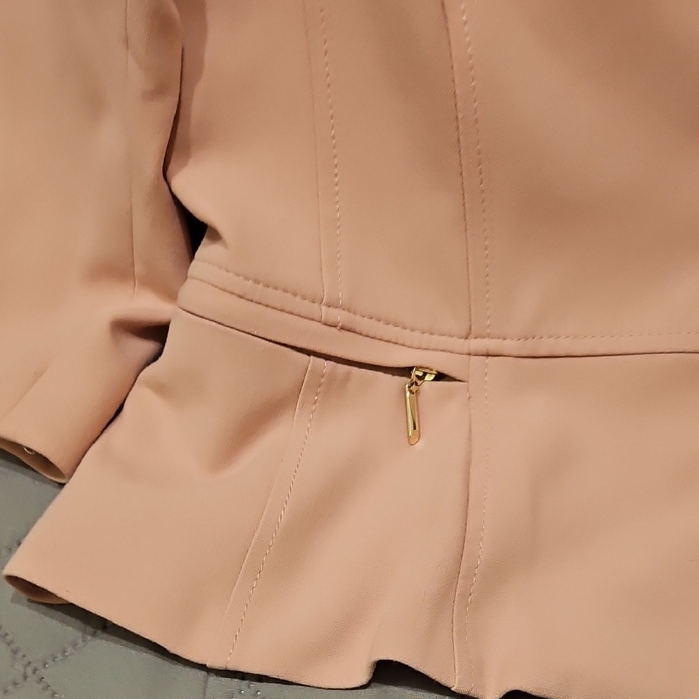 White House Black Market Pink Blazer with Notched Lapel and Peplum Fit - Picture 11 of 16